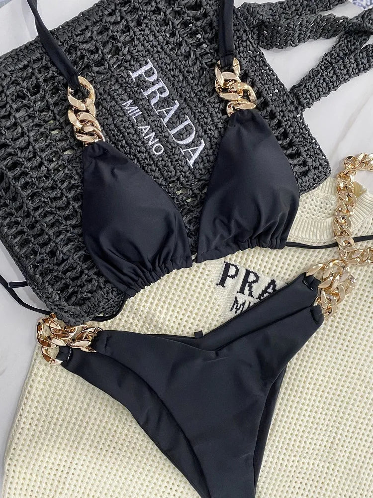 Chain link 2 piece swimsuit