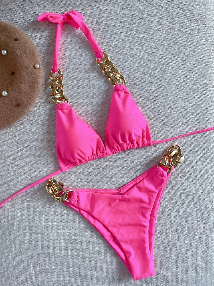 Chain link 2 piece swimsuit