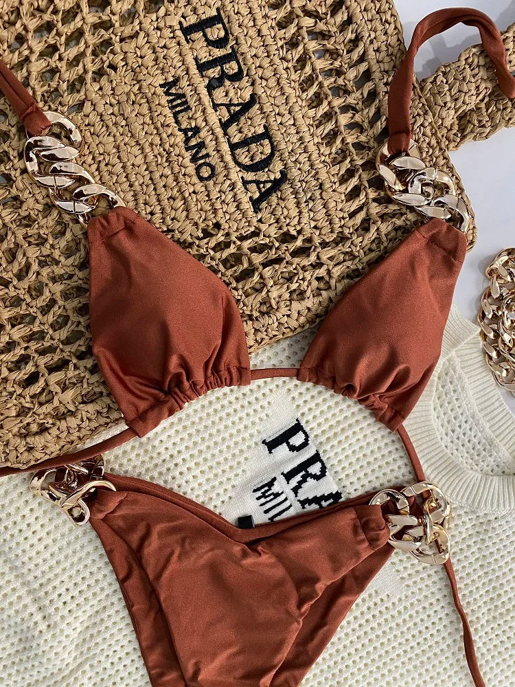 Chain link 2 piece swimsuit
